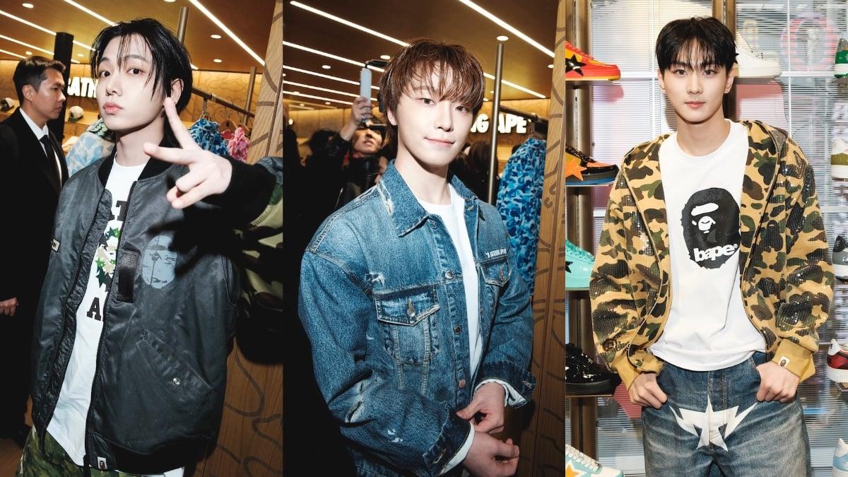 Celebrities at the BAPE STORE DOSAN Seoul grand opening, March 2026