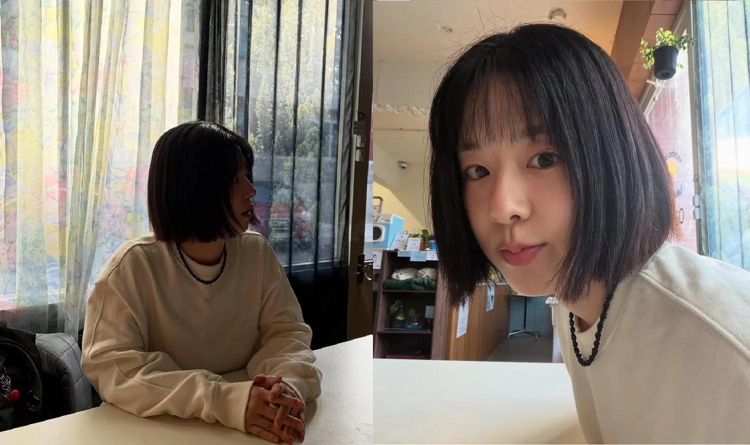 Park Hye Soo shows off her new bob haircut at what appears to be her cafe in Paju. Image: Park Hye Soo's Official Instagram