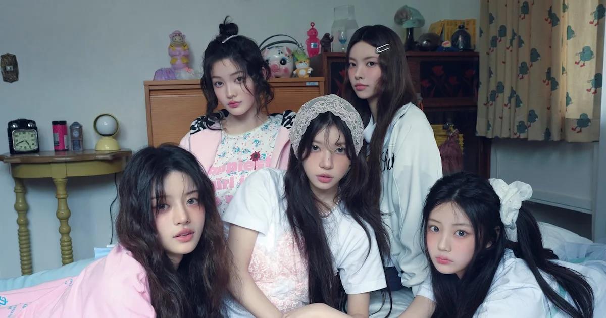 Five members of K-pop group ILLIT. Image: Belift Lab / HYBE