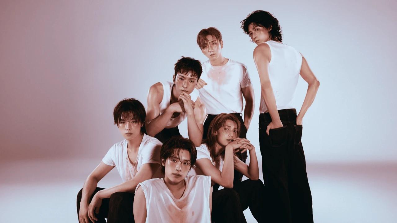 Xdinary Heroes official group photo in white tops for LXVE TO DEATH era, JYP Entertainment