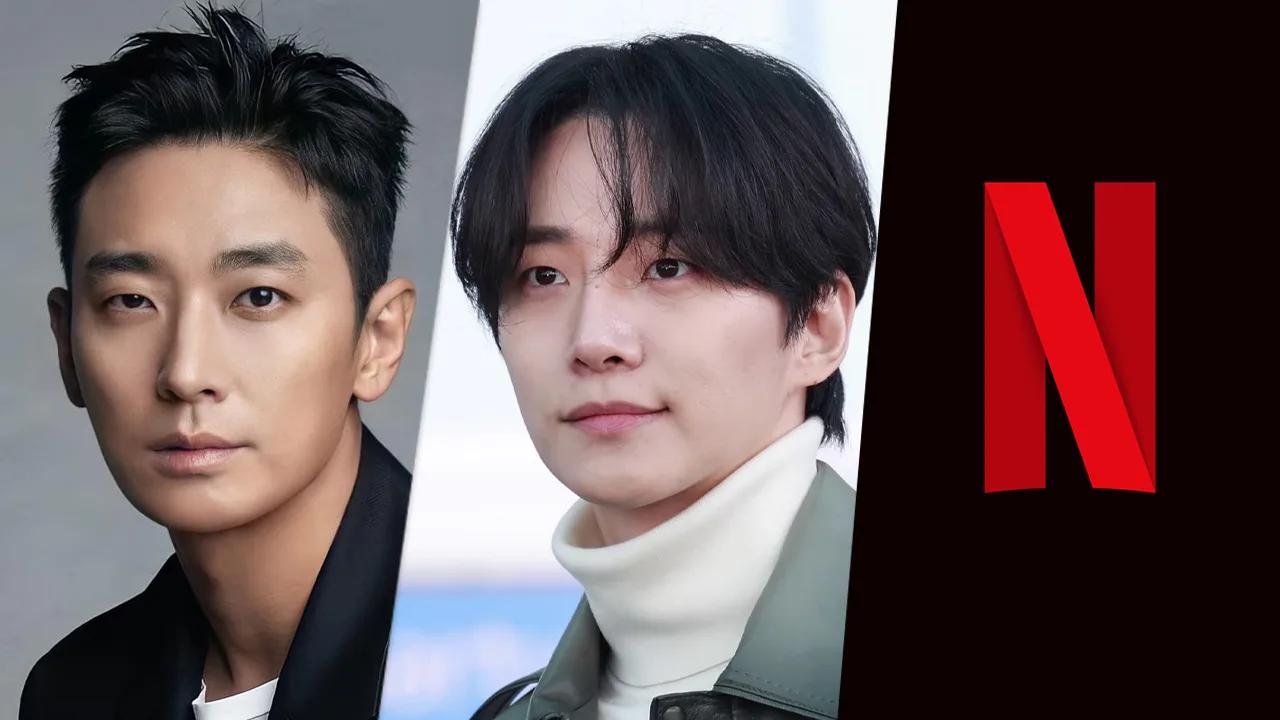 Ju Ji-hoon and Lee Jun Ho in Netflix Buy King promotional materials