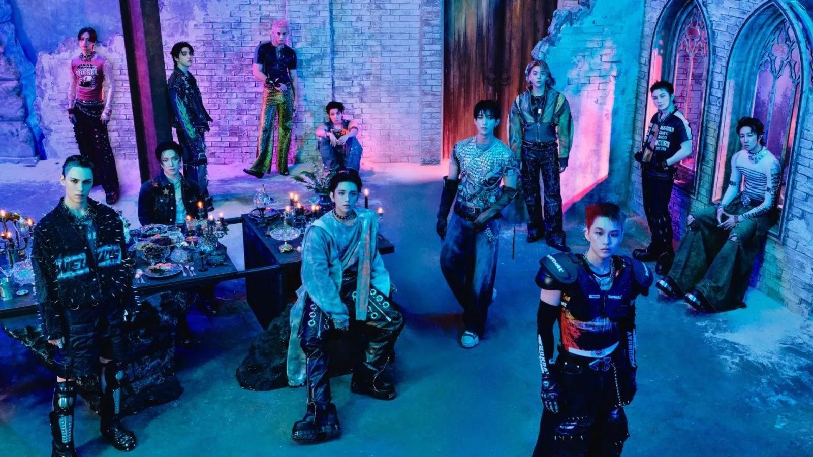SEVENTEEN in a dark fantasy-style official group image.