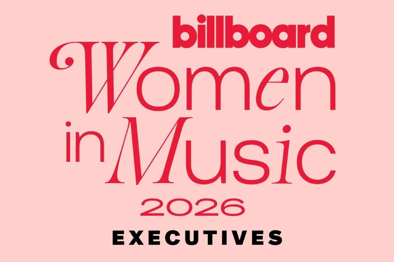 Billboard Women in Music 2026 executives artwork on a pink background