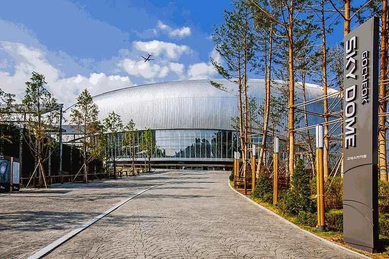 Exterior view of Gocheok Sky Dome in Seoul, one of South Korea's largest indoor concert venues