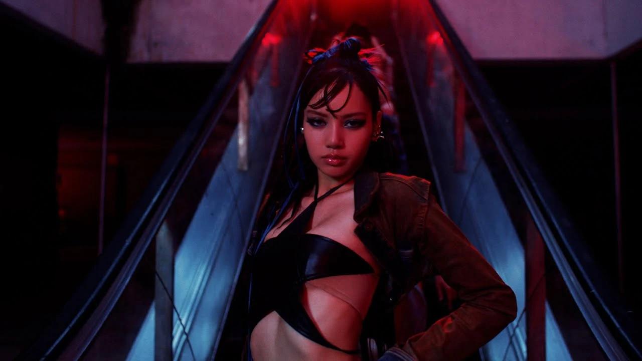 Lisa in a neon-lit promotional still from her official ROCKSTAR music video.