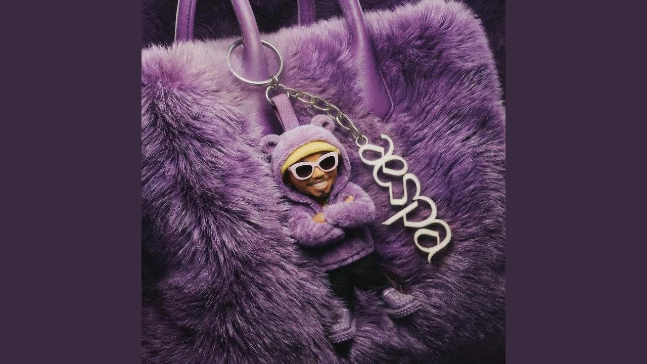 aespa and Anderson .Paak Keychain single cover art featuring purple fuzzy bag with aespa charm